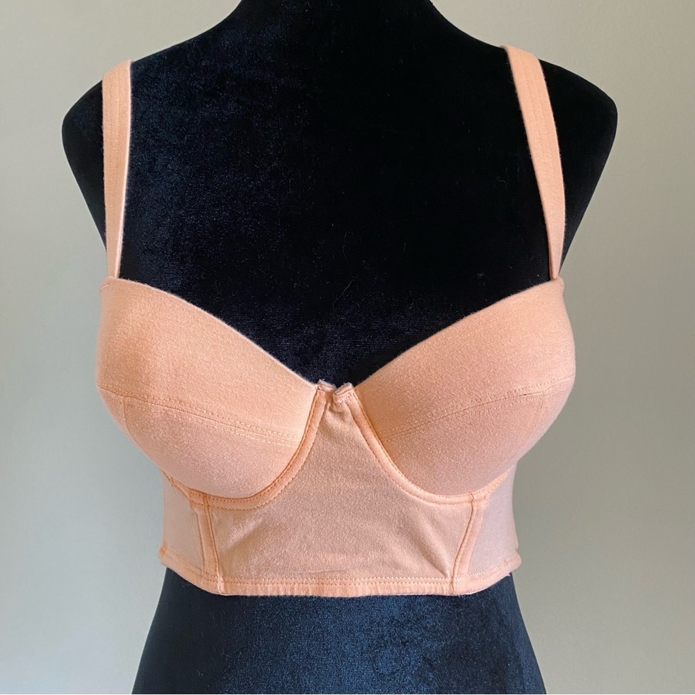 Bustier Corset Crop Top, Peach, 34C